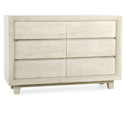 Rustic 6-Drawer Dresser with Tapered Wood Leg