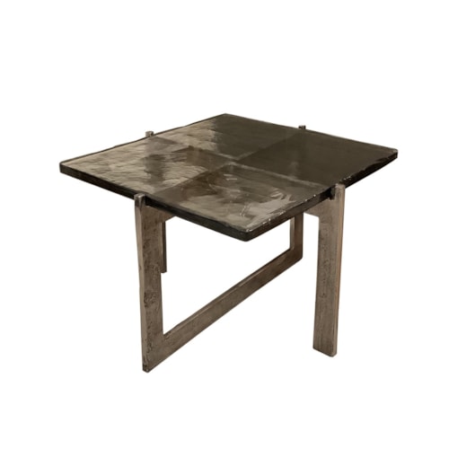 Rustic 24" Square Accent Table with Asymmetric Base