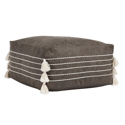 Ezekiel Vegan Leather Hickory Pouf 24X24x12