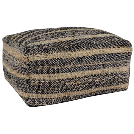 Zane Black/Natural Pouf 24X24x12
