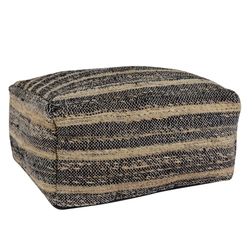 Zane Black/Natural Pouf 24X24x12