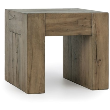 Reclaimed Oak 24" End Table Cafe Brown