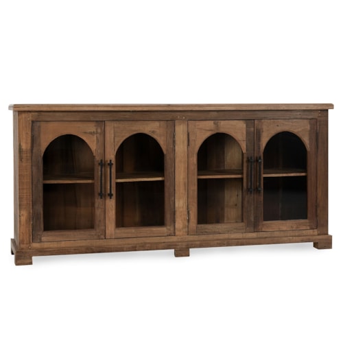 Traditional 4-Door Cabinet with Glass Doors