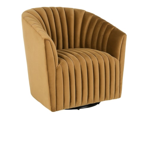 Transitional Swivel Accent Chair with Channel Tufting