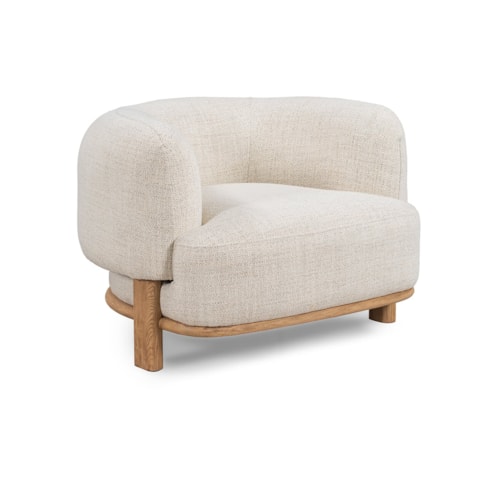 Transitional Upholstered Accent Chair with Barrel Back
