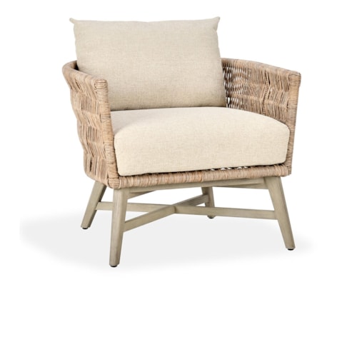 Coastal Outdoor Accent Chair with Seat and Back Cushions