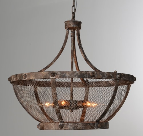 Industrial Large Rust Chandelier