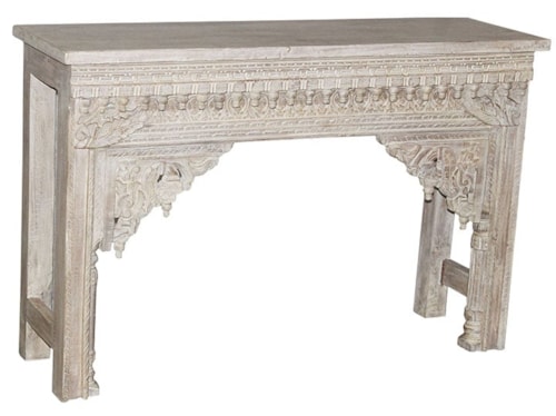 Global 49" Rectangular Console Table with Ornate Carved Detailing