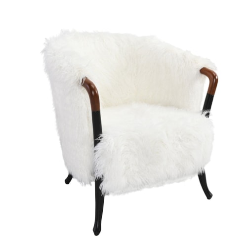 Glam Accent Chair with Exposed Wood Leg