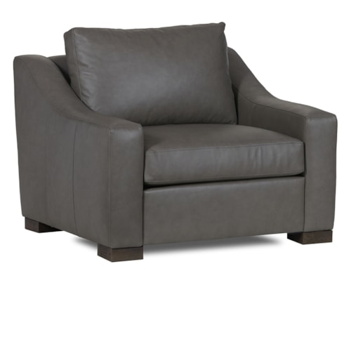 Rivera Arm Chair With Slope Arm, Elite Leather, Pewter