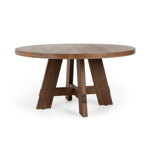 60" Round Dining Table Medium Brown