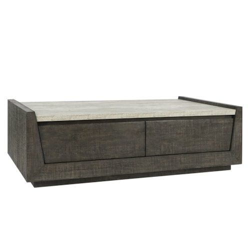 Contemporary 2-Drawer Coffee Table with Concrete Top