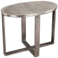 Rustic Industrial 27" Oval End Table with Cross Base
