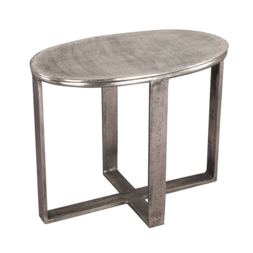 Rustic Industrial 27" Oval End Table with Cross Base