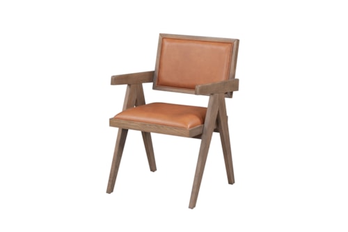 Mid-Century Modern Upholstered Dining Arm Chair