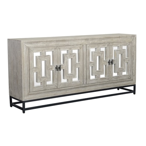 Transitional 4-Door Sideboard with Shelves