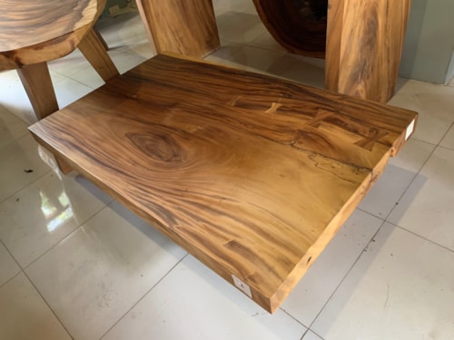 Rustic Rectangular Coffee Table with Wood Base