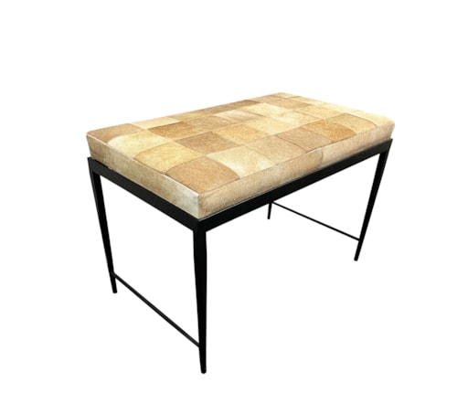 Transitional Hide Bench with Genuine Leather Upholstery