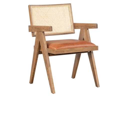 Mid-Century Modern Dining Chair with Leather Seat