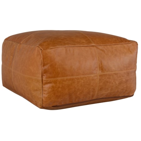 Leather Dumont Chestnut Pouf 24X24x12