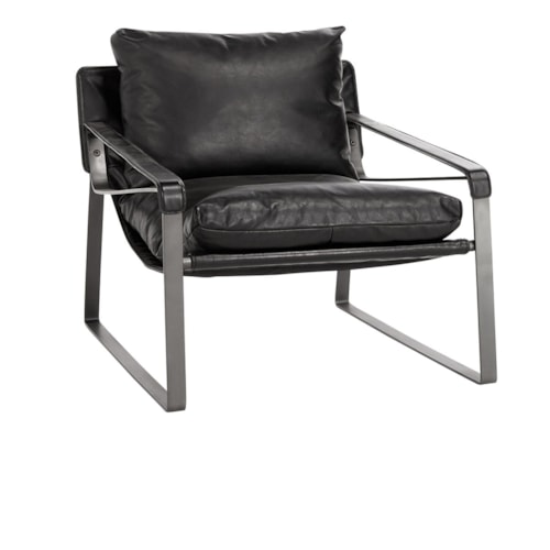 Rustic Accent Chair with Metal Leg