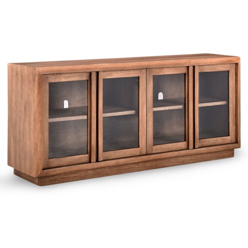 Transitional 4-Door Buffet with Glass Doors