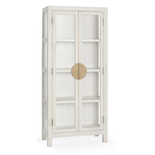 Transitional 3-Shelf Cabinet with Double Glass Doors