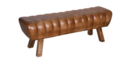Rustic Farmhouse 50" Upholstered Bench with Wooden Leg