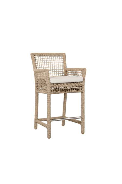 Coastal Counter Height Stool with Upholstered Seat