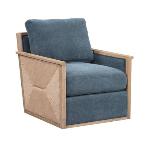Transitional Swivel Accent Chair with Wood Arms