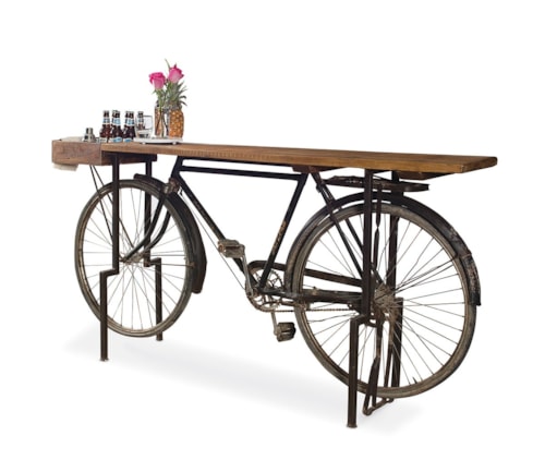 Rustic Bar Counter with Bicycle Construction