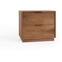 Rustic 2-Drawer Nightstand with Plinth Base