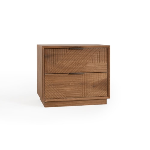 Rustic 2-Drawer Nightstand with Plinth Base