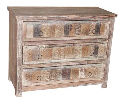 Rustic 3-Drawer Chest with Metal Drawer Pulls