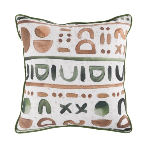 Indoor/Outdoor Natural/Green Pillow - 20"x20"