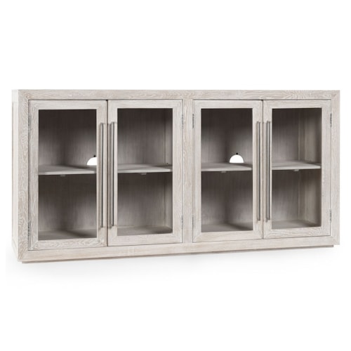 Transitional 4-Door Cabinet with Removable Shelves