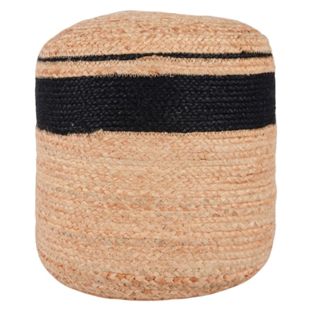 Faro Jute Natural/Black Pouf 15X15x15
