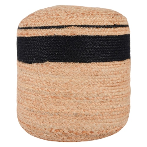 Faro Jute Natural/Black Pouf 15X15x15