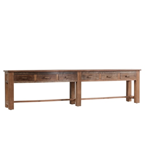 Rustic 6-Drawer Console Table