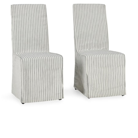 Upholstered Dining Chair Striped Set Of 2