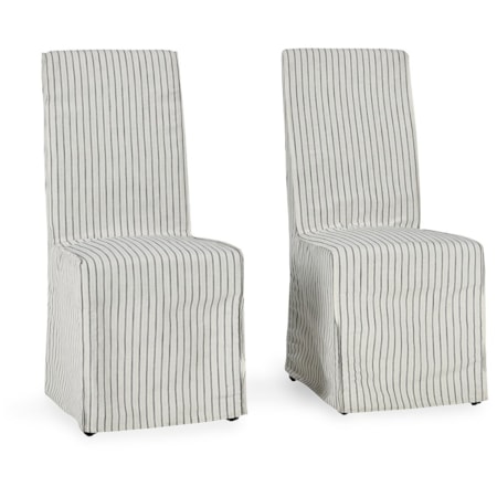Upholstered Dining Chair Striped Set Of 2
