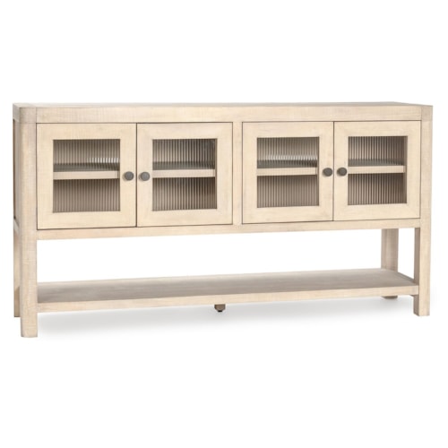 Transitional 4-Door Accent Cabinet with Glass Doors