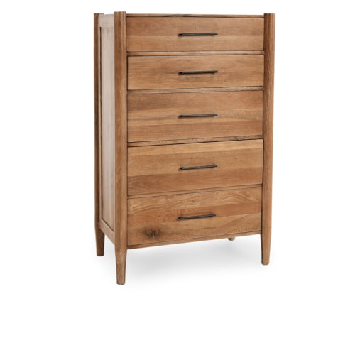 Rustic 5-Drawer Chest with Metal Pulls