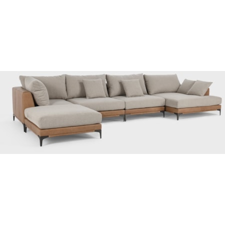 5Pc Sectional Toffee Brown/Taupe Mx