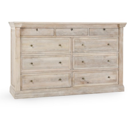 Wood 9Dwr Dresser Natural White Wash