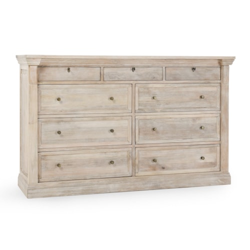 Wood 9Dwr Dresser Natural White Wash