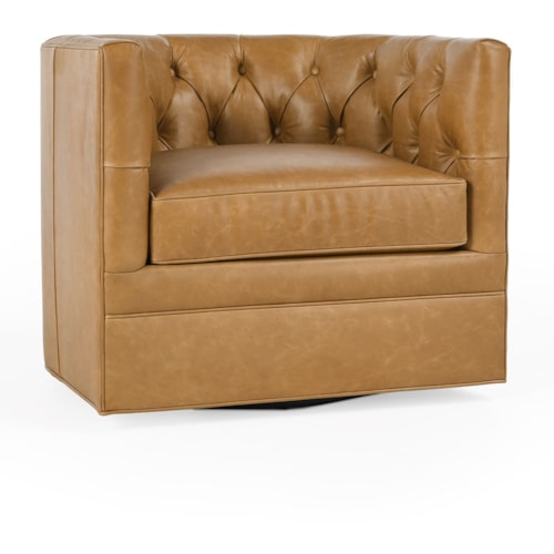 Transitional Swivel Accent Chair with Tufted Back