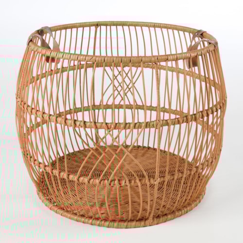 Rattan Iron Natural Basket Medium 21X21x16