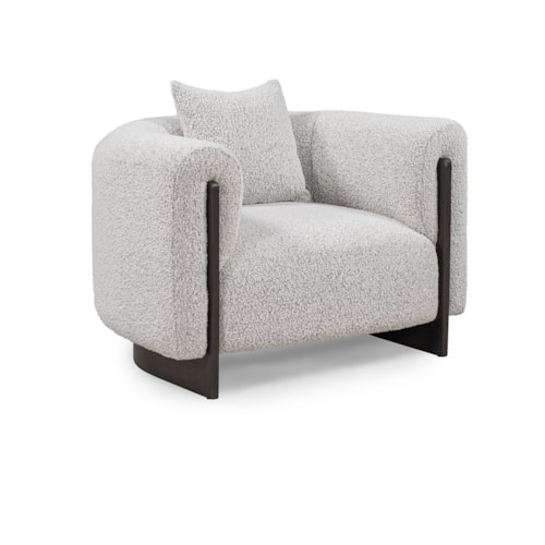Transitional Upholstered Accent Chair with Barrel Back