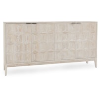 Rustic 4-Door Rectangular Cabinet with Tapered Wood Leg